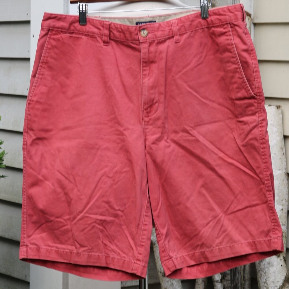 Lands' End Nantucket Red Traditonal Fit Classic Cotton Chino Shorts Sz 37